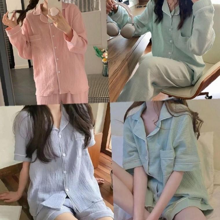 남녀공용 여름잠옷 트렌디 상하세트 커플잠옷 시어서커 실내복 KK1023