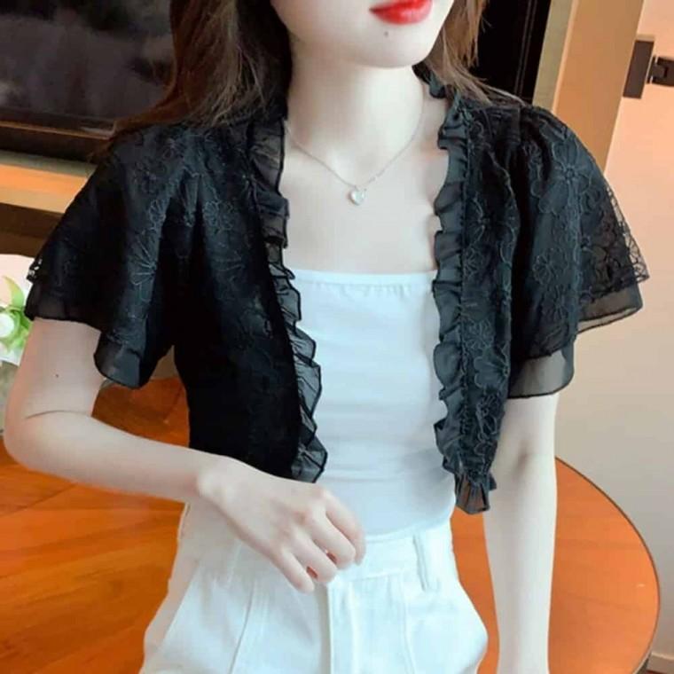 레이스 반팔가디건 레이스가디건 여름볼레로
