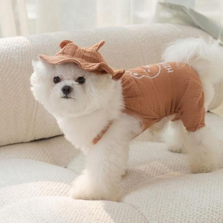 곰돌이 강아지 여름 옷 반려견 강아지 나시 민소매 캐릭터 세트
