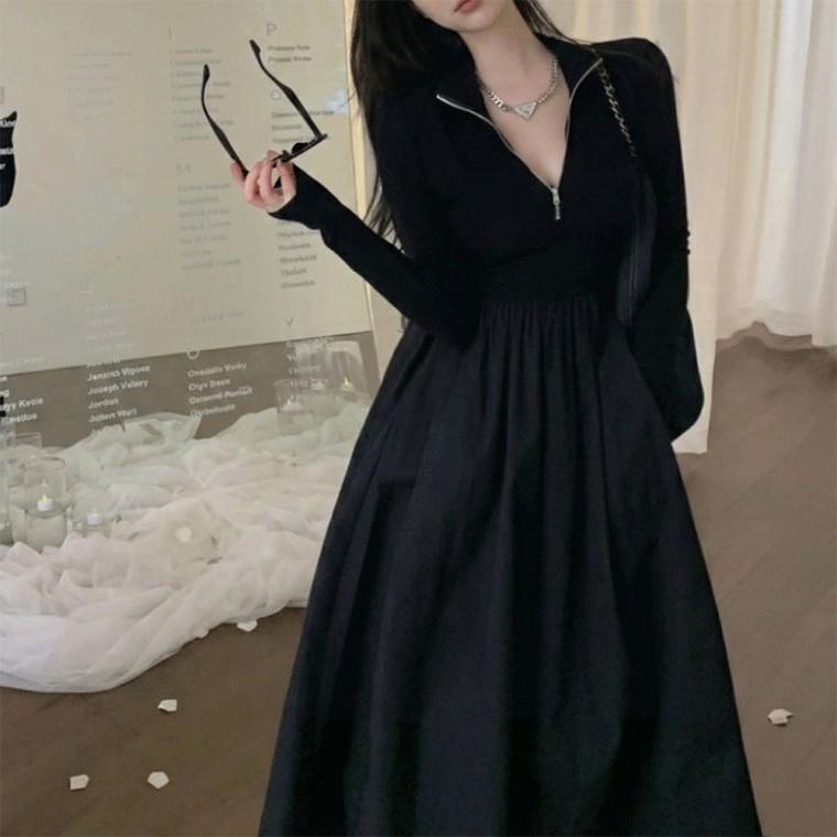 반 니트 집업 여름원피스 하객룩원피스 니트원피스 쉬폰원피스 믹스 롱원피스