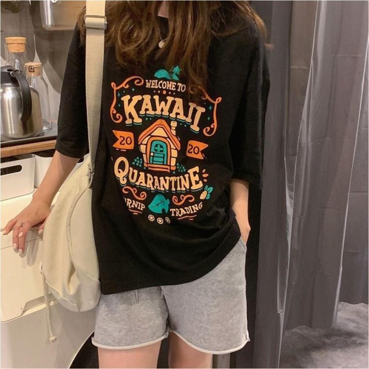 라운드 여름티 오버핏 남녀공용 반팔티 프린팅