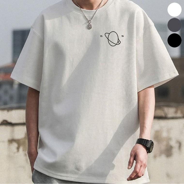 깔끔한 라운드넥 남자 루즈핏 티셔츠 반팔 여름