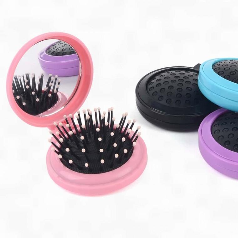 휴대용 접이식 빗 거울 세트 헤어 휴대 미니 여행 화장 폴딩 콤팩트