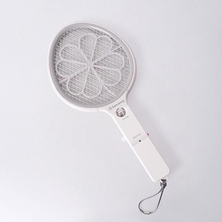 클로버 휴대용 전기 모기채 타원형 야광 전기 모기채 가정용 캠핑용