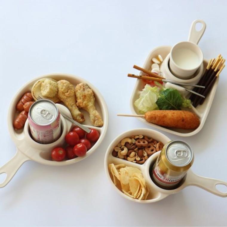 일인용 식판 휴대용 손잡이 식판 피크닉 야외용