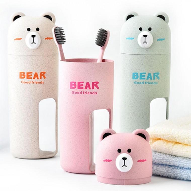 곰돌이칫솔통 휴대용 칫솔통 귀여운 곰돌이 칫솔케이스 어린이집 유치원 여행용