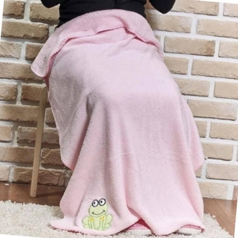 개구리 캐릭터 아동용 휴대용 담요 케이스 세트 극세사 보온 무릎담요
