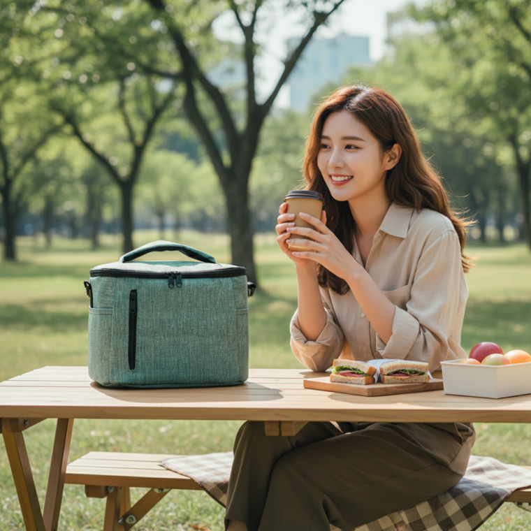 알로팜 보온보냉가방 그린 캠핑 피크닉 도시락 파우치 가방