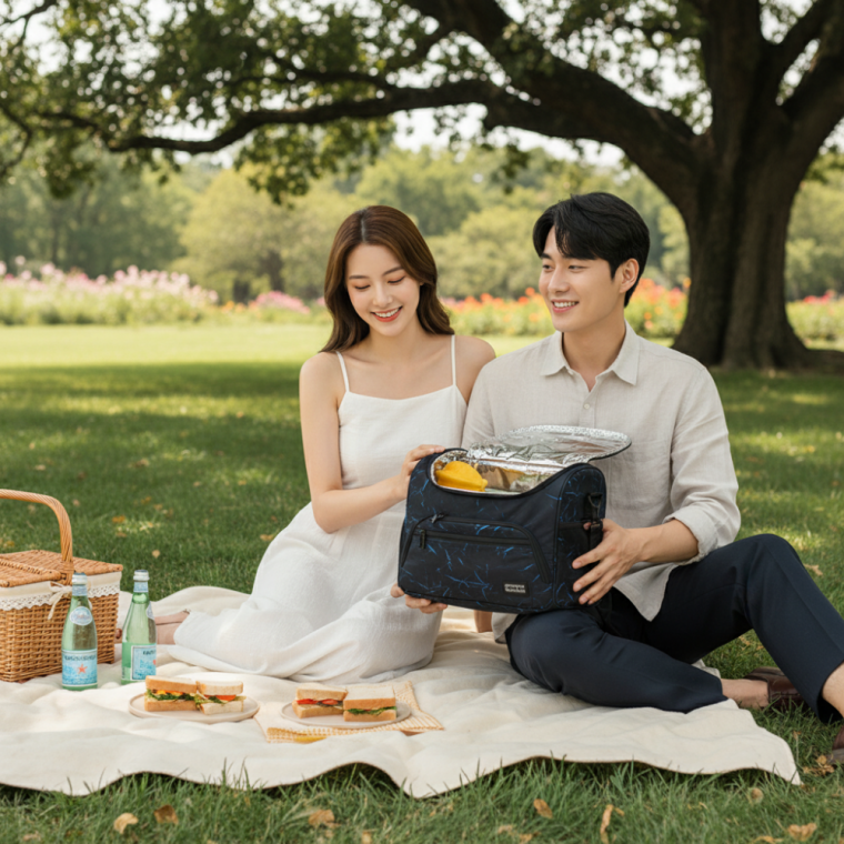 메드앙 15L 보냉가방 블루 피크닉 쿨러백 도시락 보온백 가방
