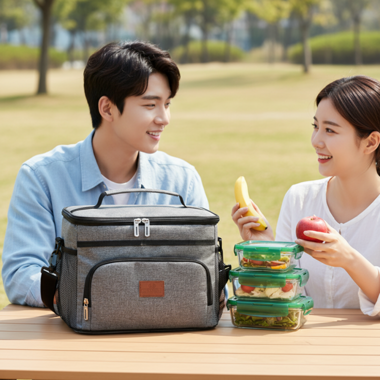조이풀 대용량 보냉가방 15L 그레이 피크닉 도시락 가방 쿨러백