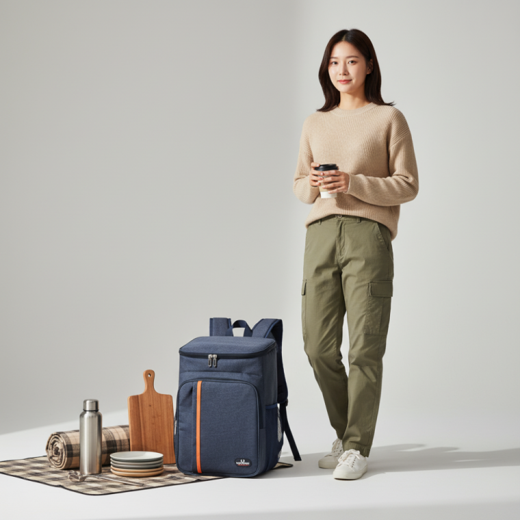 조이풀 보냉가방 18L 네이비 쿨러백팩 캠핑 피크닉 도시락 가방