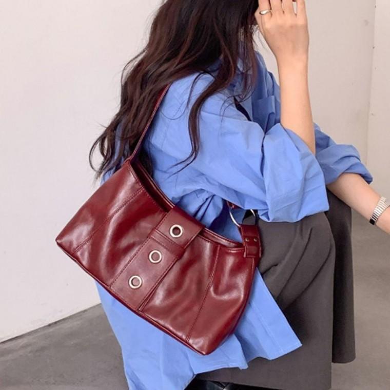 여자 가죽 숄더백 직장인 데일리 출근 가방 와인레드