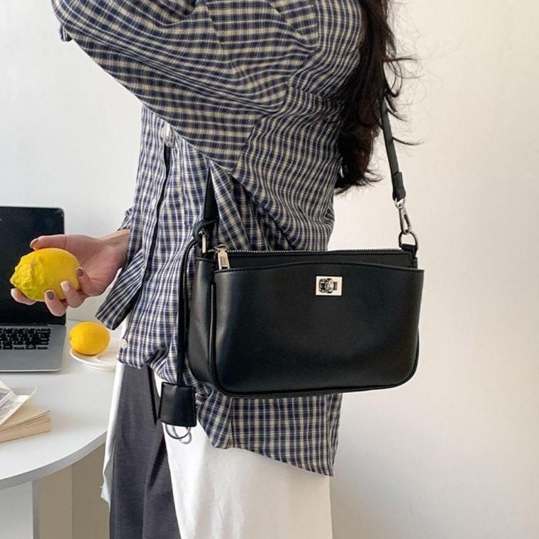 여성 데일리 가방 결혼식 가죽 숄더백 블랙