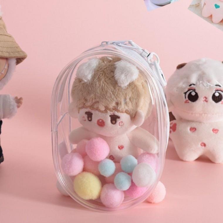 투명 PVC 인형 파우치 10cm 이타 백 미니 키링 솜 모루 솜깅이 피규어 가챠 봉제 보관 가방 정리 덕질템
