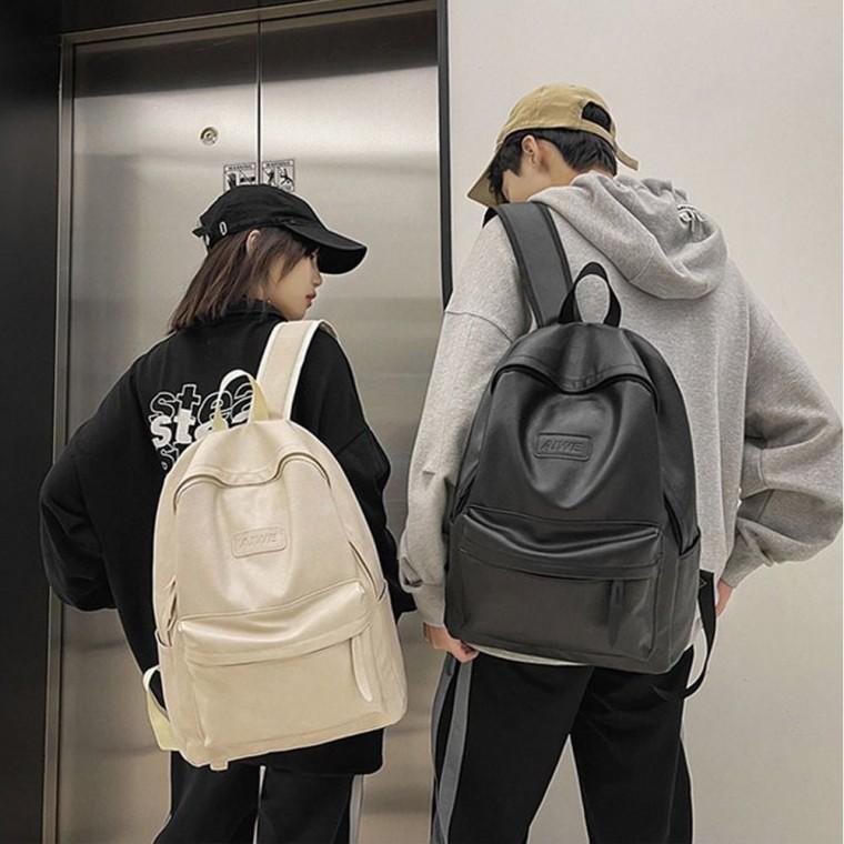 학생 배낭 레더 심플 백팩 가방 좋은 인조가죽 수납력