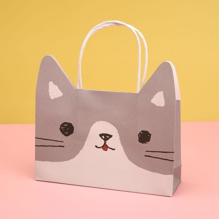 귀여운 고양이 캐릭터 종이쇼핑백 종이가방 어린이집 단체선물