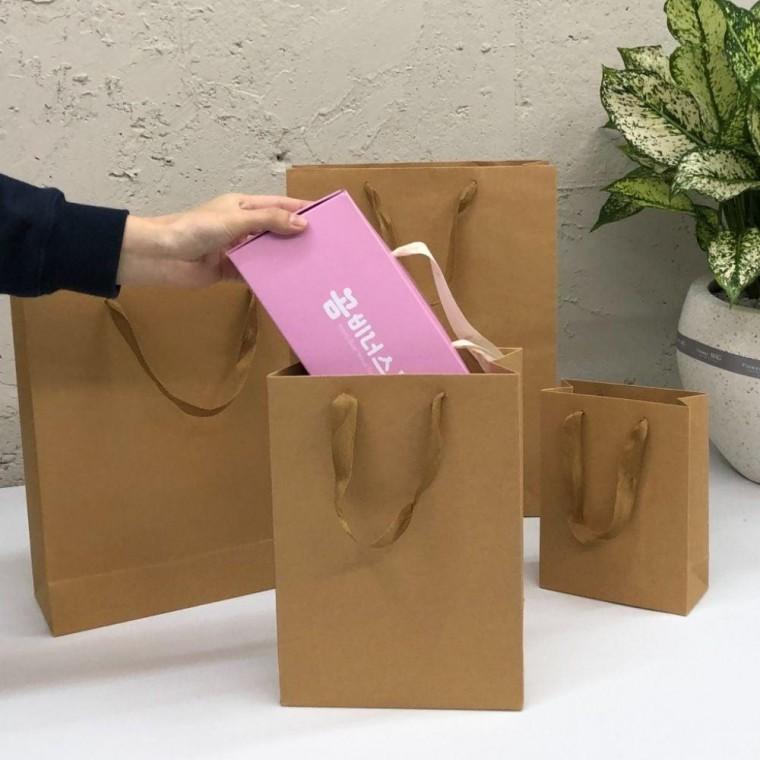 크라프트 무지 세로 직사각 쇼핑백 종이 가방 미니