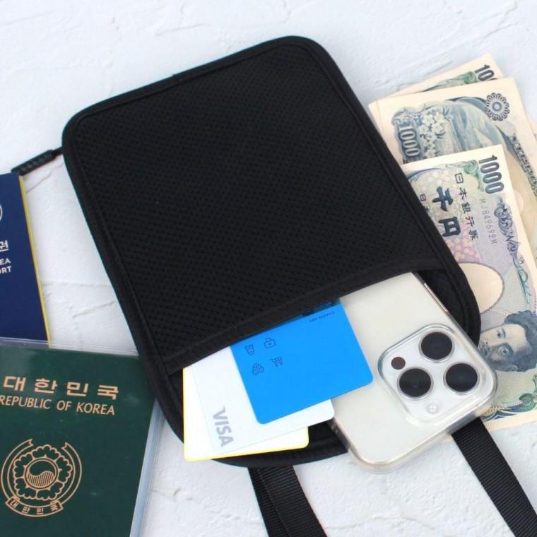 오픈형 안티 스키밍 여행 가방 블랙 RFID 차단 여권 케이스 전대