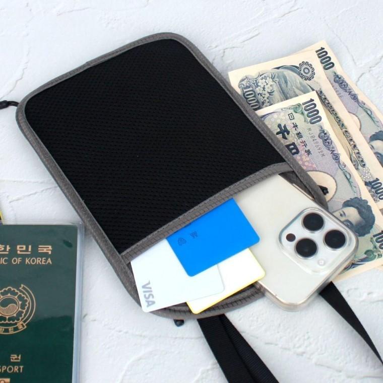 오픈형 안티 스키밍 여행 가방 그레이 RFID 차단 여권 케이스 전대