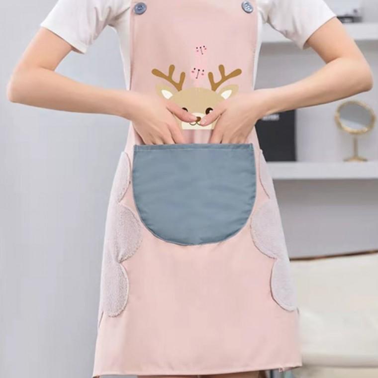 방수 사슴 앞치마 핑크 예쁜앞치마 네일샵앞치마 미술용앞치마 카페앞치마 미술앞치마