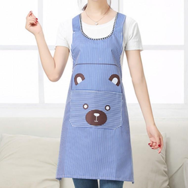 앞치마 줄무늬 곰 블루 식당앞치마 심플앞치마 주방앞치마 카페용앞치마 레스토랑앞치마