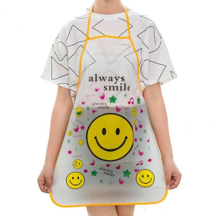 스마일 방수 앞치마 홈카페 미술 도구 투명 주방