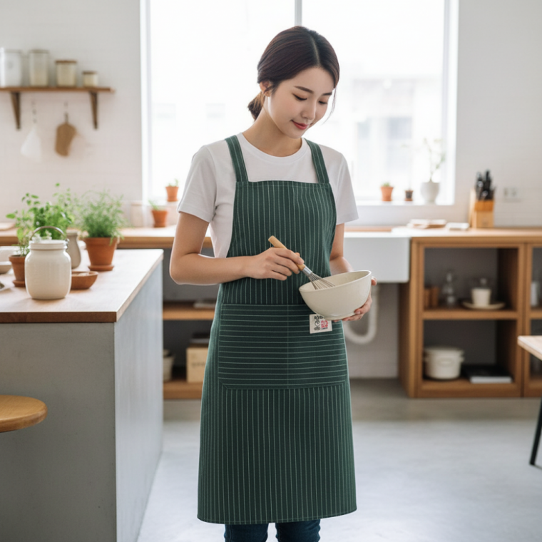 면 스트라이프 H형 조리복 주방 앞치마 카페 작업용 에이프런