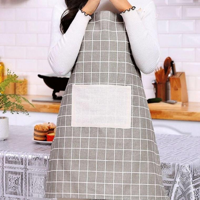캔버스 패브릭 체크 앞치마