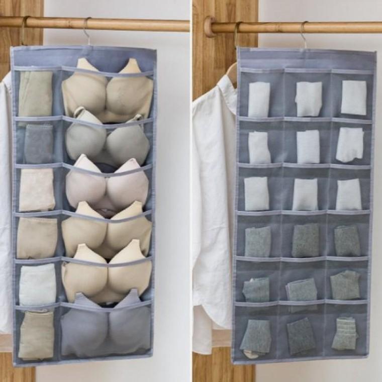 양면 포켓 속옷 양말 정리 보관 수납함 옷걸이