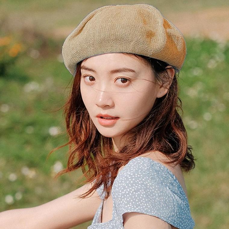 여름 베레모 플라이 니트 소재 벙거지 헌팅캡 여성 여자 브라운 모자 애니