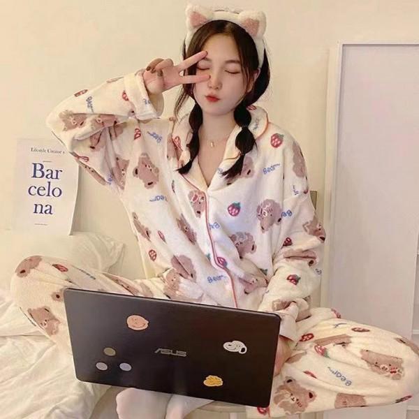 수면 여성홈웨어 예 곰돌이 여름 파자마 여성라운지웨어 세트 잠옷 베리곰