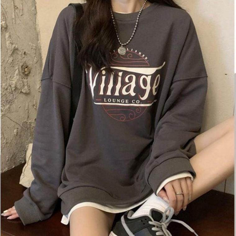 여자 데일리 캐주얼 기모 프린팅 맨투맨 긴팔 티셔츠 여자 오버핏 여름 데일리 가을티 루즈핏 티셔츠