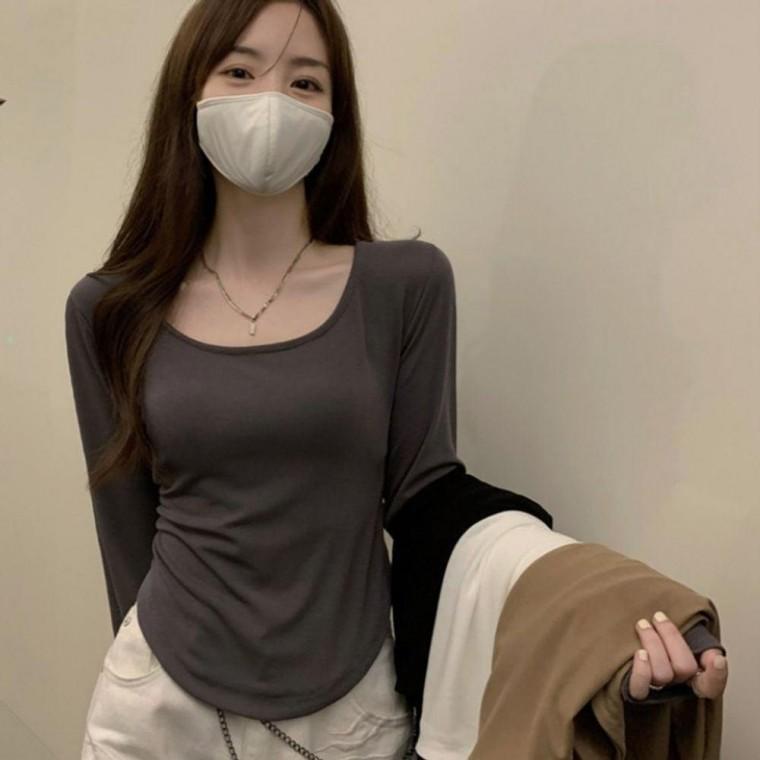 여성 간절기 라운드 슬림핏 긴팔 이너 티셔츠 얇은 긴팔티 셔츠 의류 라운드티 가을신상 여름 여성