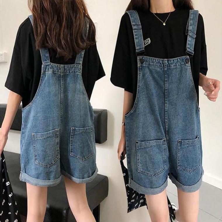 여성 반바지 여름 반바지 귀여운 청 바지 멜빵