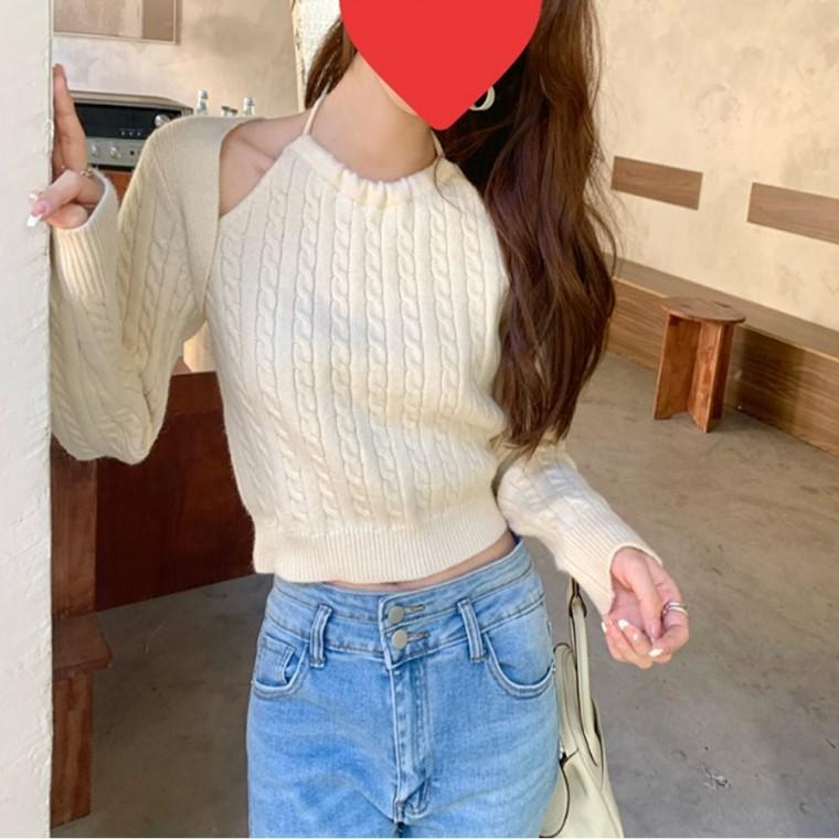 여리핏 홀터넥 일체 레이어드 여름 니트 볼레로 여자