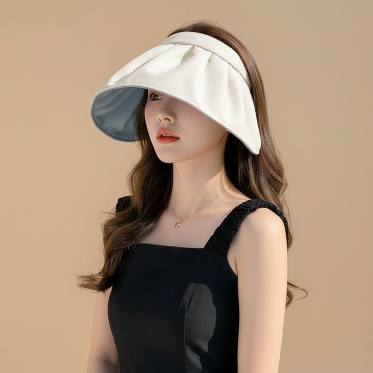 휴대용 돌돌이 썬캡 여성 자외선 차단 모자 여름 바캉스 햇빛 여행용 와이드 챙