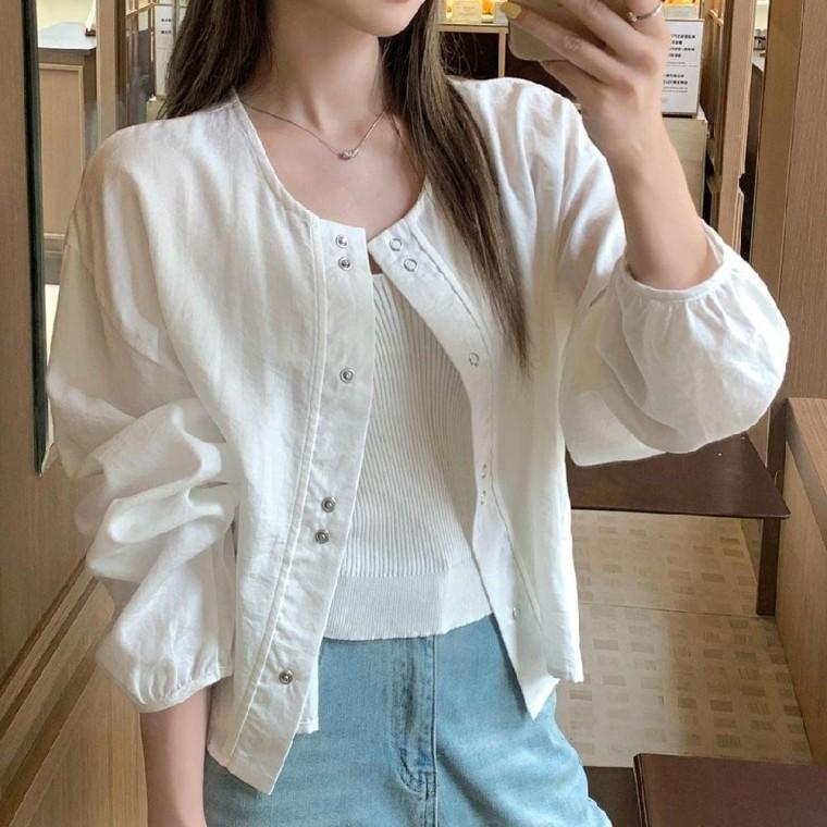 여성 노카라 긴팔 자켓 가디건 캐주얼 가디건 얇은 봄 간절기 데일리 여름긴팔 자켓