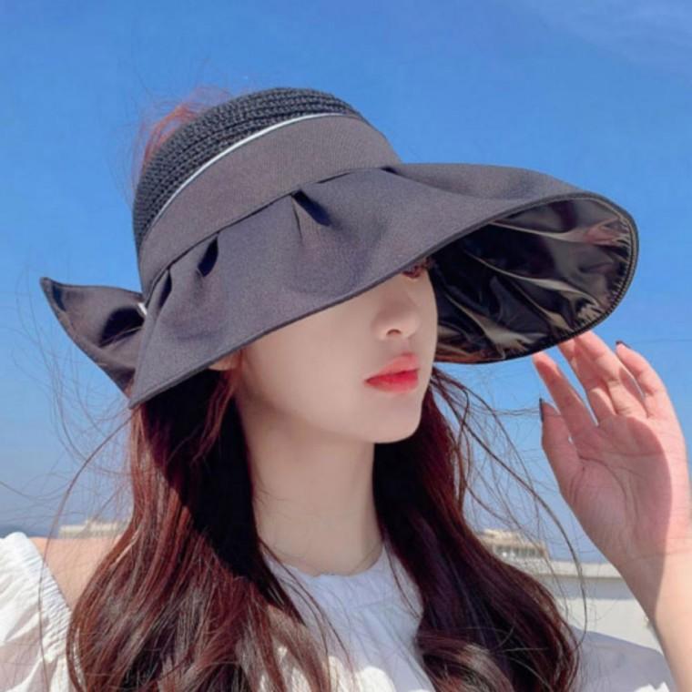 여성 여자 여름 리본 돌돌이 접이식 챙 넓은 햇빛가리개 보닛햇 썬 캡 모자 3color