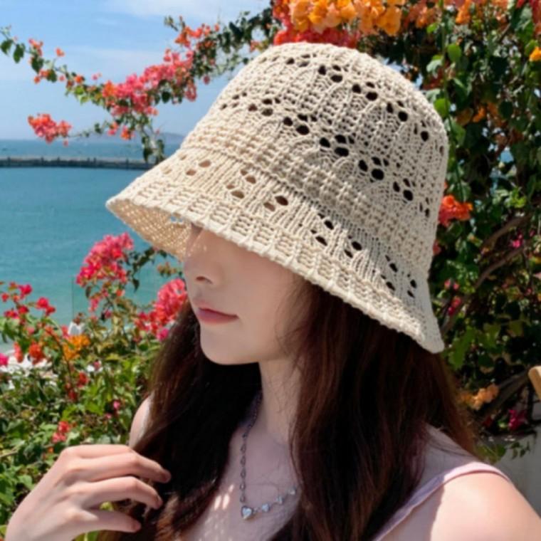 여성 여자 여름 니트모자 벙거지 휴양지 모자 버킷햇 3color
