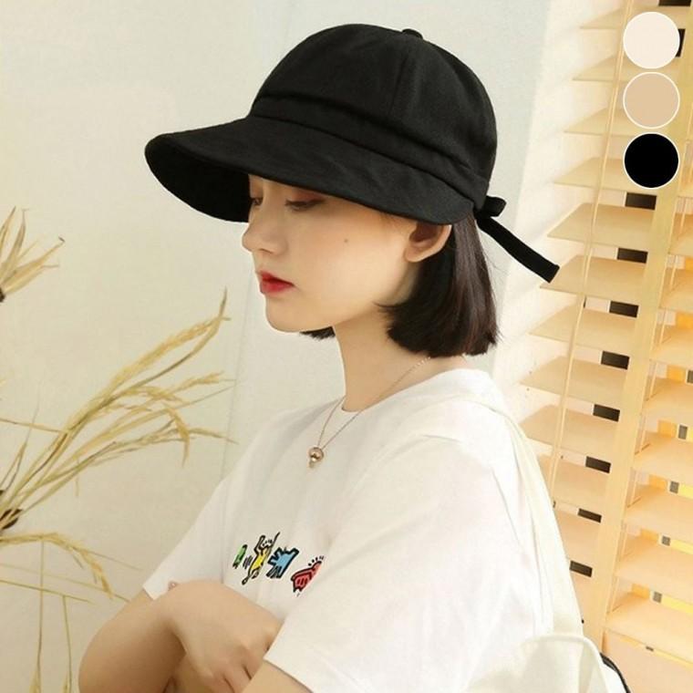 버킷햇 여름 휴양지 챙넓은 뒷 여자 귀여운 썬캡 리본