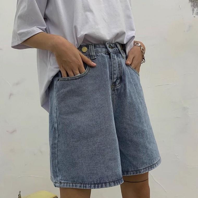 뒷밴딩 여성용 허리 데님 청바지 캐주얼 여름 반바지