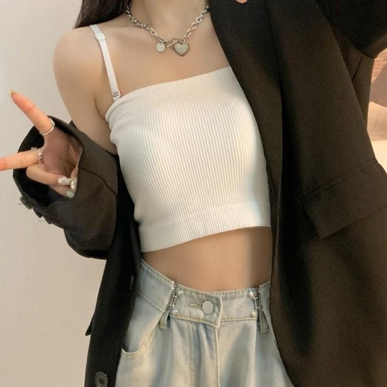 탈부착 끈 여성 크롭나시 오프숄더 나시탑 여름 5색