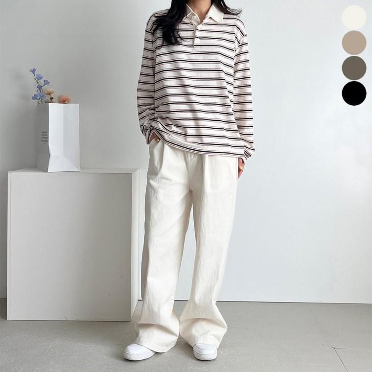 통바지 와이드팬츠 면바지 여자 편한 여름 4색 뒷밴딩