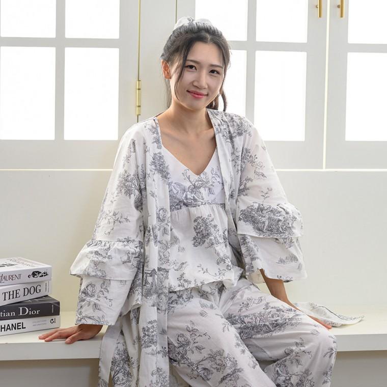 실내복 디오레 라운지웨어 잠옷세트 여성 홈웨어 겨울잠옷 로브 여름잠옷 M