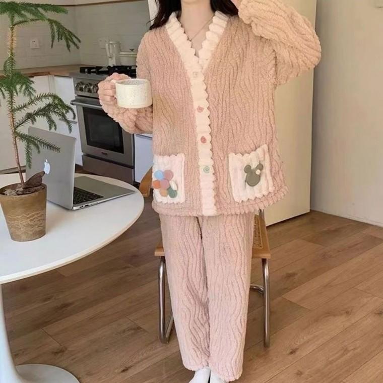 편한잠옷 러블리 단추 여름잠옷 여성라운지웨어 파자마 수면잠옷 홈웨어세트