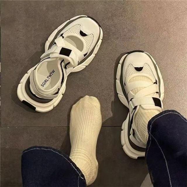운동화 메쉬 캐주얼화 여름 단화 스트랩 여성 통기성
