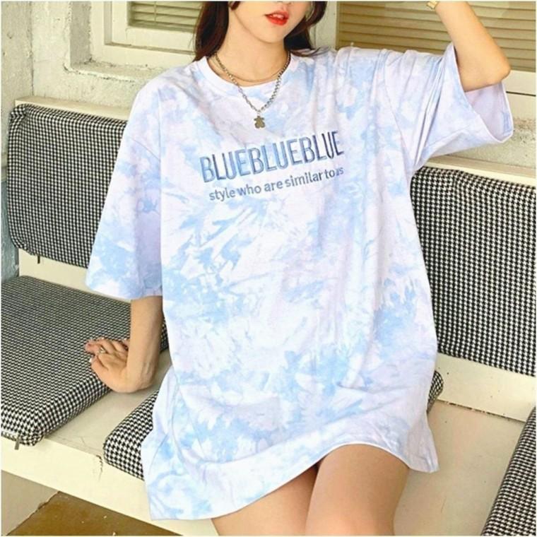 나염 여름 프린팅 반팔티셔츠 여자 박시한 오버핏 자수