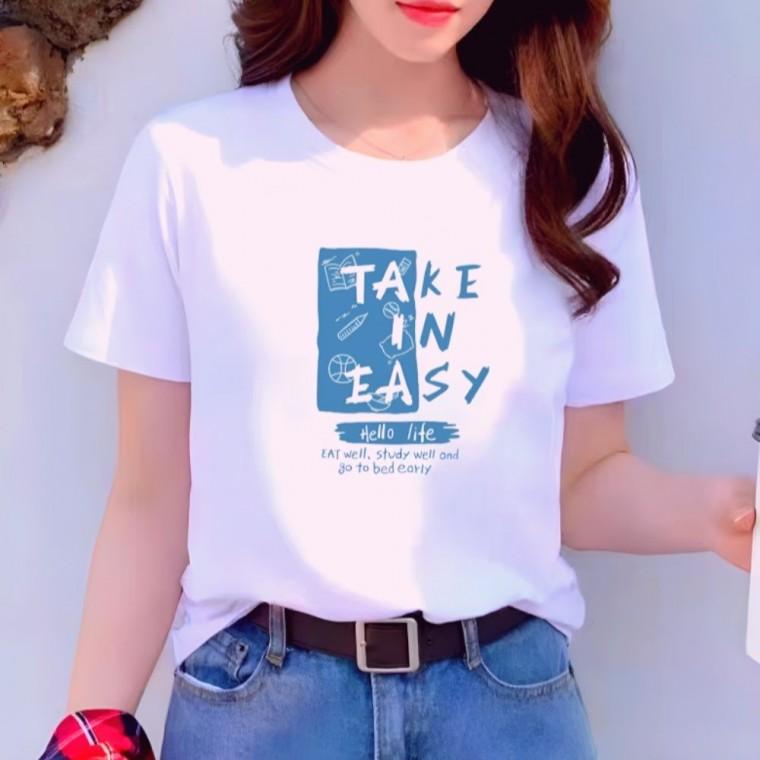 티셔츠 라운드 흰 여름 반팔 여자 기본 면티 데일리