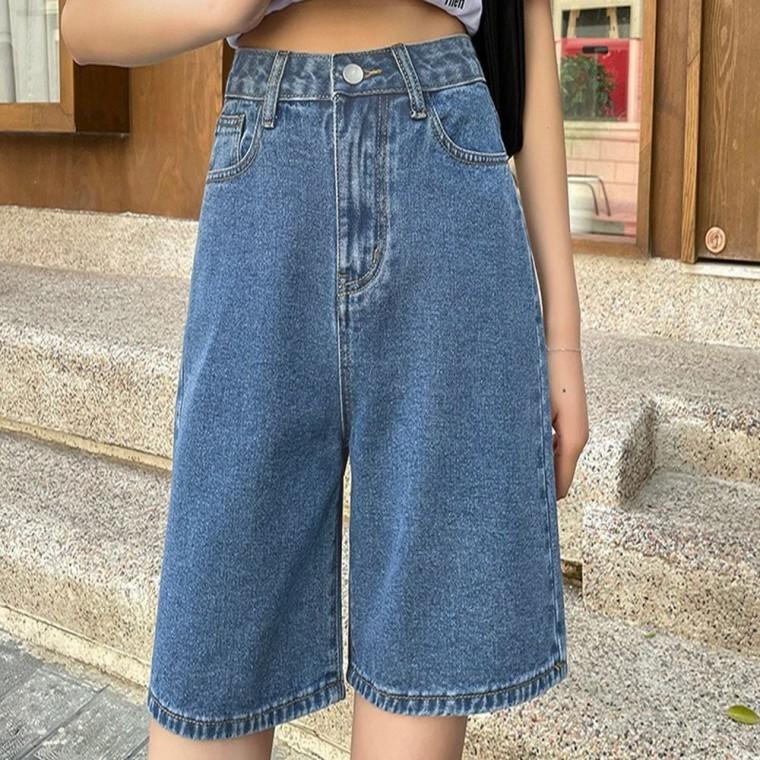 여자 4부 연청 진청 데님 팬츠 여름 청반바지