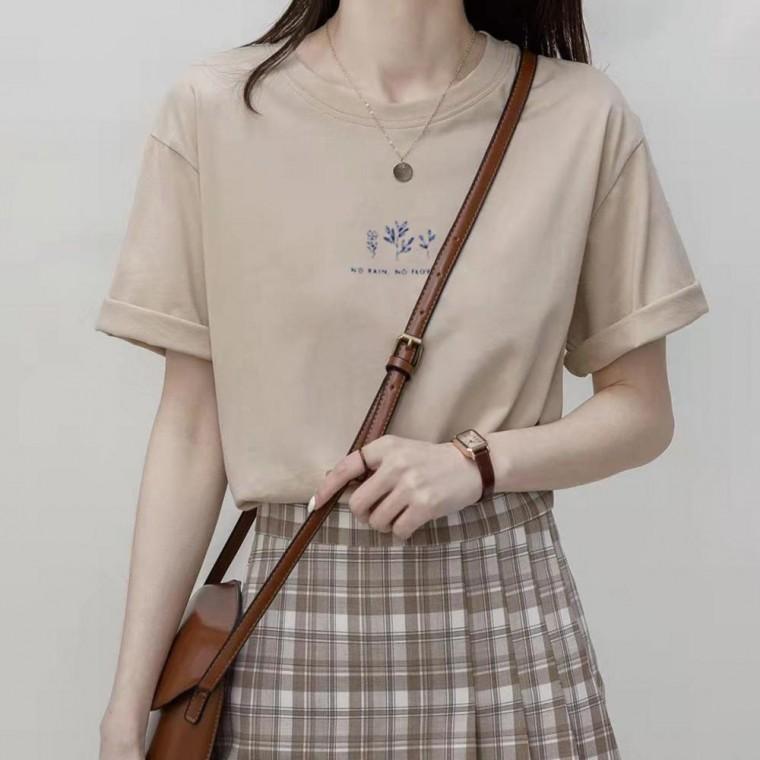 여자 여름 레터링 U넥 반팔 티셔츠 오버핏 실켓티 빅사이즈 롱티 박스티